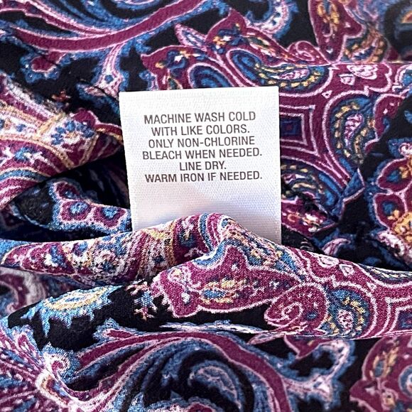 Dressbarn | Paisley Peasant Top With Lace Trim | Large - Picture 9 of 9